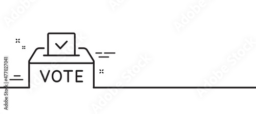 Vote box line icon. Voting ballot sign. Public election symbol. Minimal line illustration background. Vote box line icon pattern banner. White web template concept. Vector