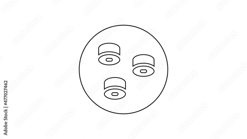 Black line Sushi icon isolated on white background. Traditional Japanese food. 4K Video motion graphic animation Black line Sushi icon isolated on white background. Traditional Japanese food. 4K Video motion graphic animation