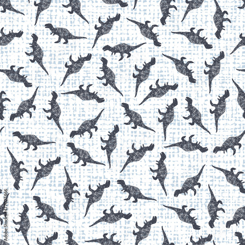 Vector white canvas dinosaur t-rex sketch scattered polko dot repeat pattern 03. Perfect for textile  giftwrap and wallpaper.