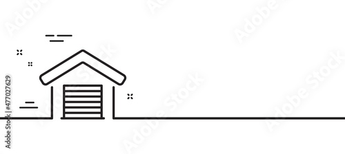 Parking garage line icon. Auto park sign. Car place symbol. Minimal line illustration background. Parking garage line icon pattern banner. White web template concept. Vector