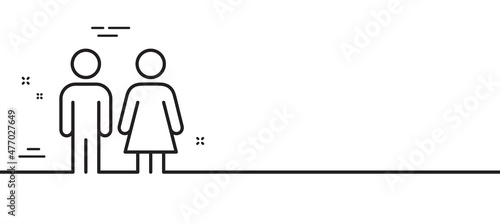 Restroom line icon. WC toilet sign. Public lavatory symbol. Minimal line illustration background. Restroom line icon pattern banner. White web template concept. Vector
