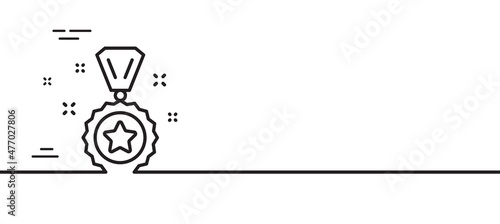 Winner reward line icon. Award medal sign. Best achievement symbol. Minimal line illustration background. Winner reward line icon pattern banner. White web template concept. Vector