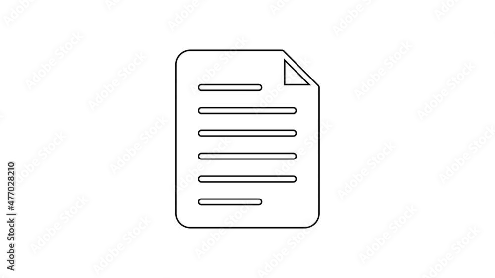 Black line File document icon isolated on white background. Checklist icon. Business concept. 4K Video motion graphic animation Black line File document icon isolated on white background. Checklist icon. Business concept. 4K Video motion graphic animation