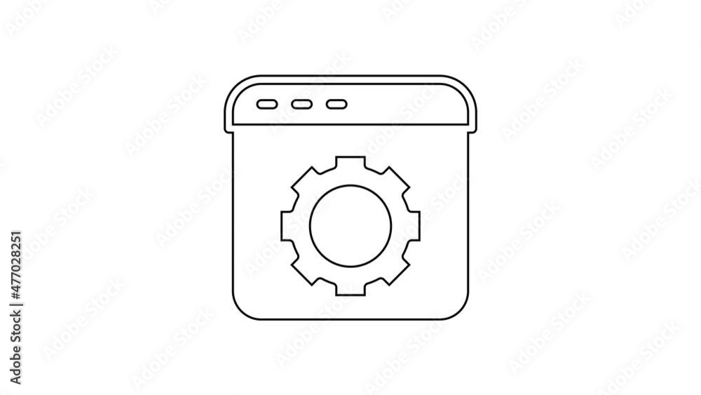 Black line Browser setting icon isolated on white background. Adjusting, service, maintenance, repair, fixing. 4K Video motion graphic animation Black line Browser setting icon isolated on white background. Adjusting, service, maintenance, repair, fixing. 4K Video motion graphic animation