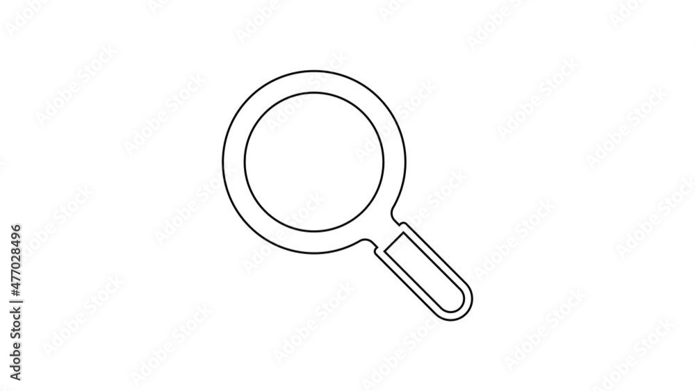 Black line Magnifying glass icon isolated on white background. Search, focus, zoom, business symbol. 4K Video motion graphic animation Black line Magnifying glass icon isolated on white background. Search, focus, zoom, business symbol. 4K Video motion graphic animation