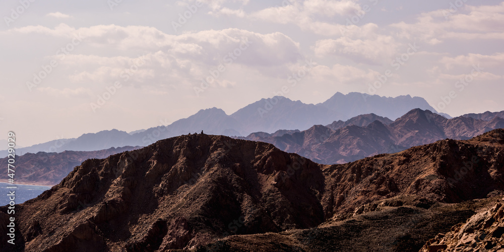 panorama in mountain range at sinai egypt similar to Martian landscapes