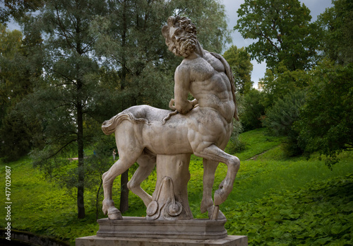 Centaur statue at the centaur bridge in Pavlovsk, Russia photo