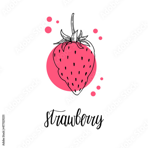 Strawberry hand drawn poster. Stock vector illustration.