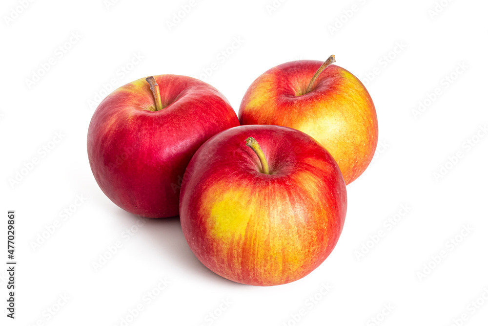 Three ripe red apples isolated on a white background Three ripe red apples isolated on a white background