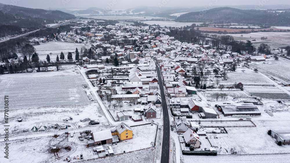 The village of Herleshausen in the Wintertime