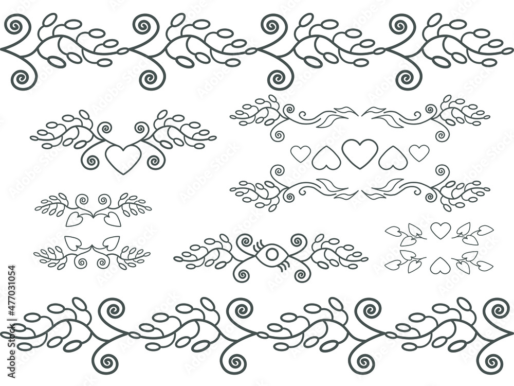 Decorative elements set.
Simple one line curls for design isolated on white background.
Decorative elements set.
Simple one line curls for design isolated on white background.