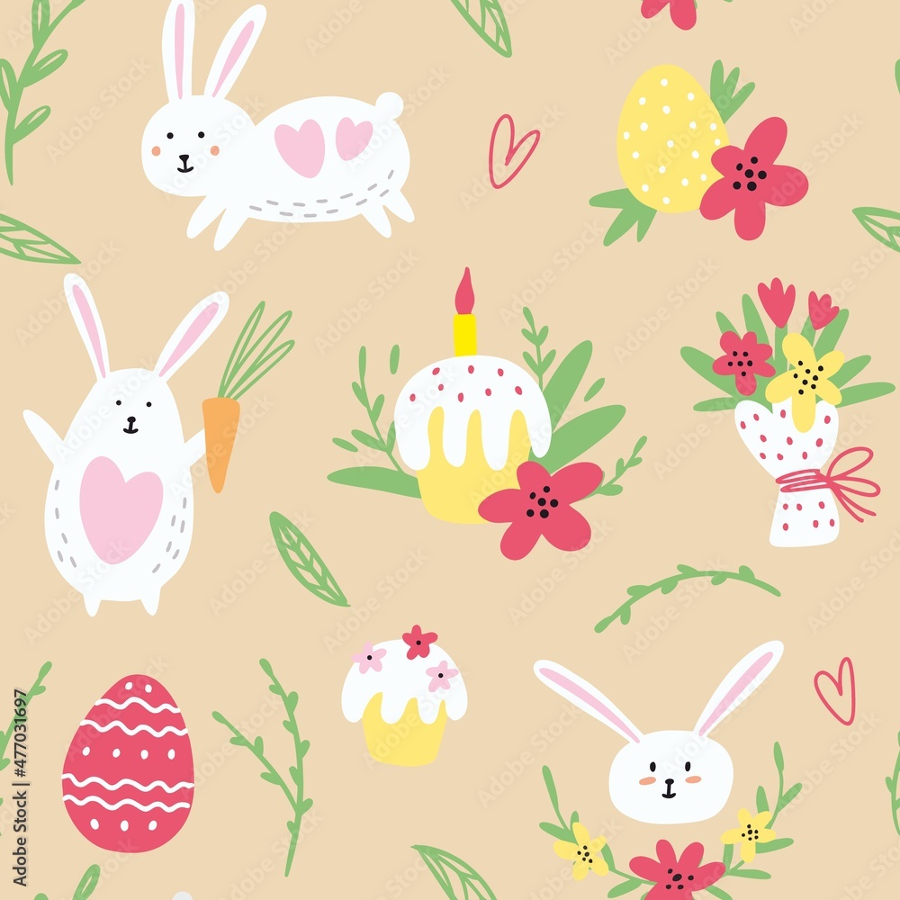 Illustration with Easter bunnies Illustration with Easter bunnies