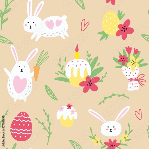 Illustration with Easter bunnies