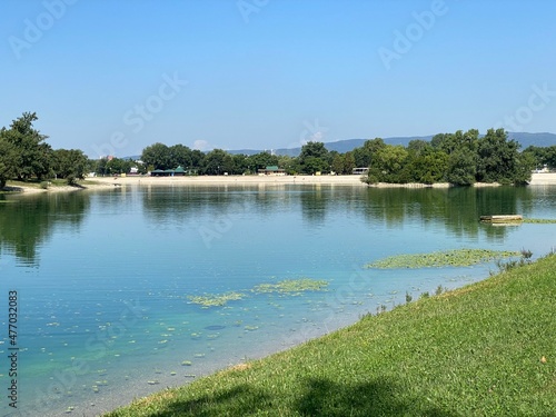 Jarun - small lake or Jarun's small lake and Island of love during the summer, Zagreb - Croatia (Jarun - malo jezero ili Jarunsko malo jezero i Otok ljubavi tijekom ljeta (RŠC Jarun), Zagreb)