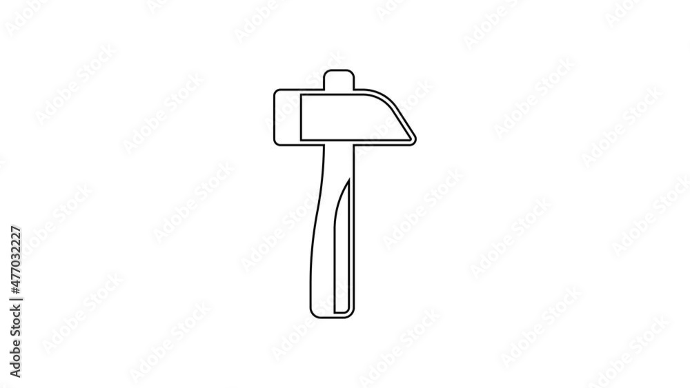 Black line Hammer icon isolated on white background. Tool for repair. 4K Video motion graphic animation Black line Hammer icon isolated on white background. Tool for repair. 4K Video motion graphic animation