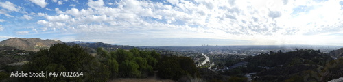 panorama of the mountains towards Los Angeles from the Hollywood hills