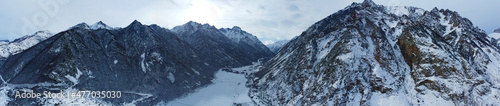 panorama horizontal caucasus mountains upper balkaria height 500 m photo