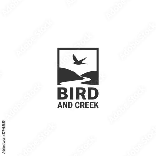 Creek and bird logo design