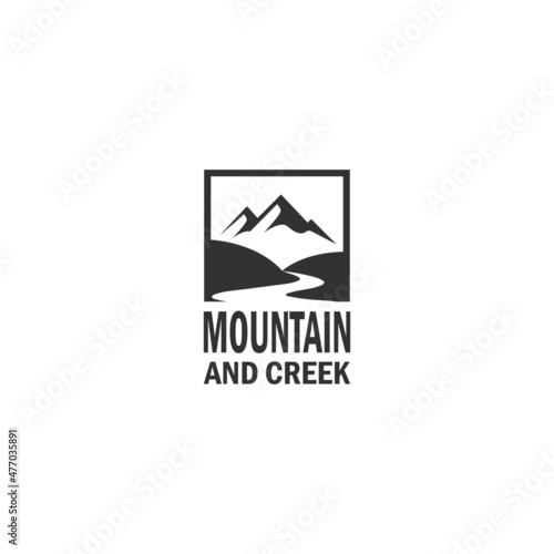 Creek and mountain logo design