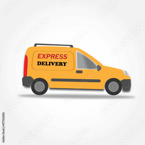 EXPRESS DELIVERY BY ORANGE TRUCK. Set of delivery icons. Fast delivery