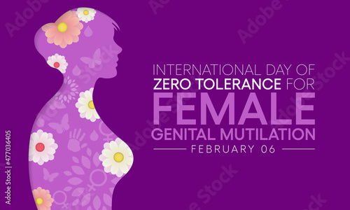 International Day of Zero Tolerance for Female Genital Mutilation (FGM) is observed every year on February 6, Vector illustration