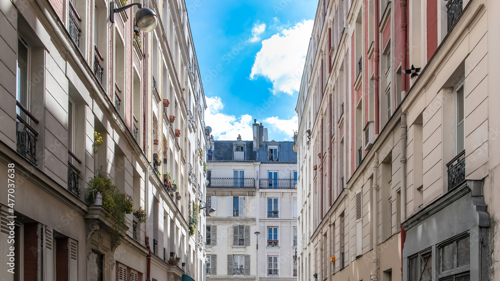 Paris, beautiful buildings in the 11e district, typical facades
Paris, beautiful buildings in the 11e district, typical facades