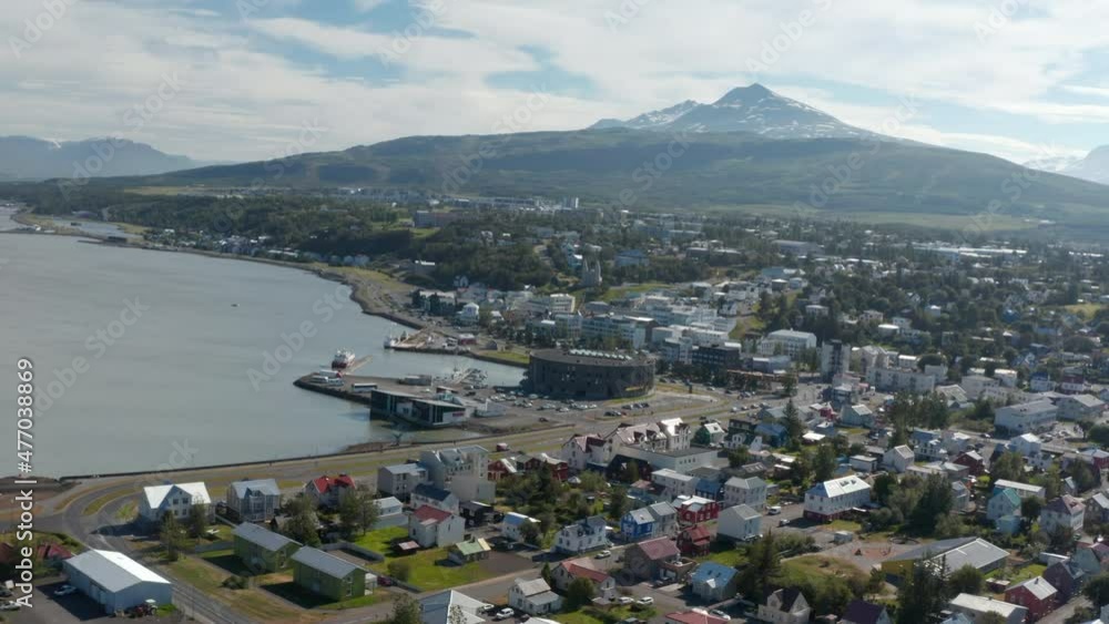 Birds eye view of Reykjavik, capital and largest city in Iceland, located in southwestern on the shore of Faxafloi Bay. Aerial view of the world’s northernmost capital of a sovereign state Birds eye view of Reykjavik, capital and largest city in Iceland, located in southwestern on the shore of Faxafloi Bay. Aerial view of the world’s northernmost capital of a sovereign state
