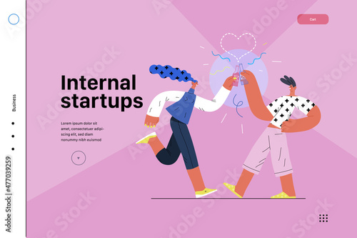 Startup illustration, website landing template. Concept of building new business