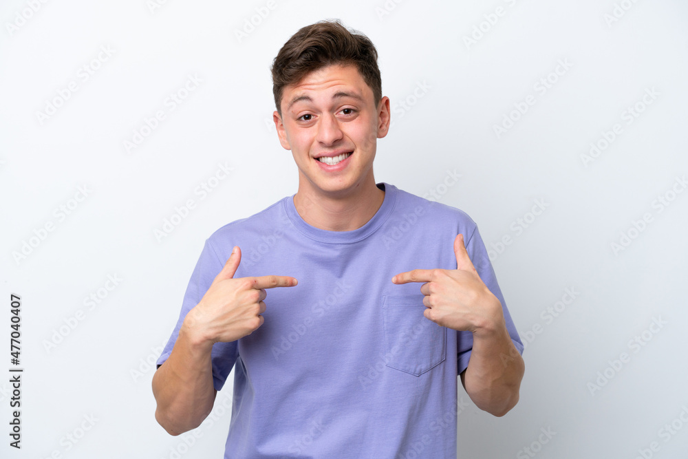 Young handsome Brazilian man isolated on white background with surprise facial expression Young handsome Brazilian man isolated on white background with surprise facial expression