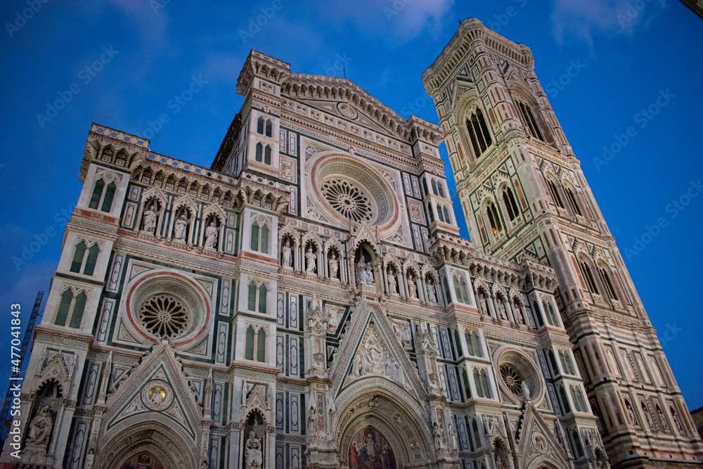 Duomo Cathedral Florence (Cattedrale Santa Maria del Fiore, Cathedral of Saint Mary of the Flowers). Frontside of building