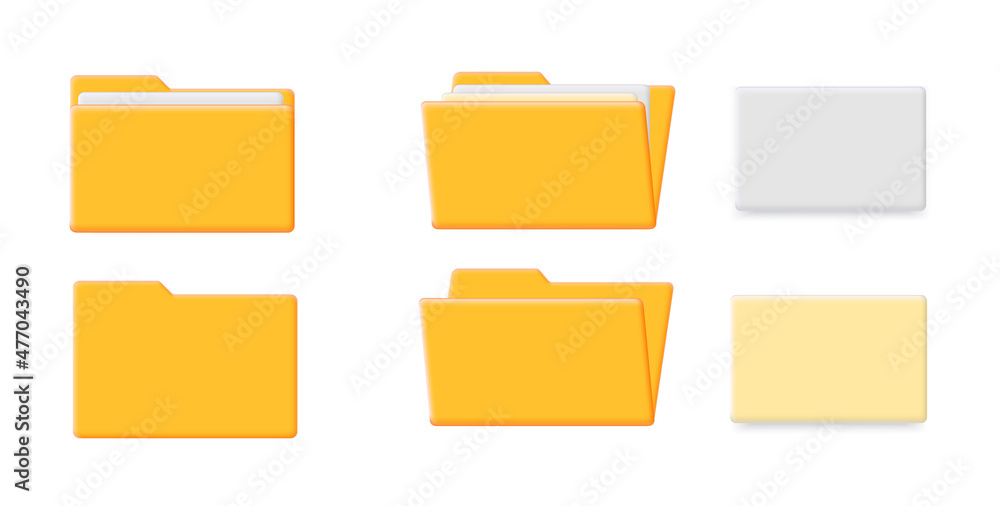 3d folder icon. Open folder icon. File management concept. Folder with documents on white background. Vector illustration 3d folder icon. Open folder icon. File management concept. Folder with documents on white background. Vector illustration