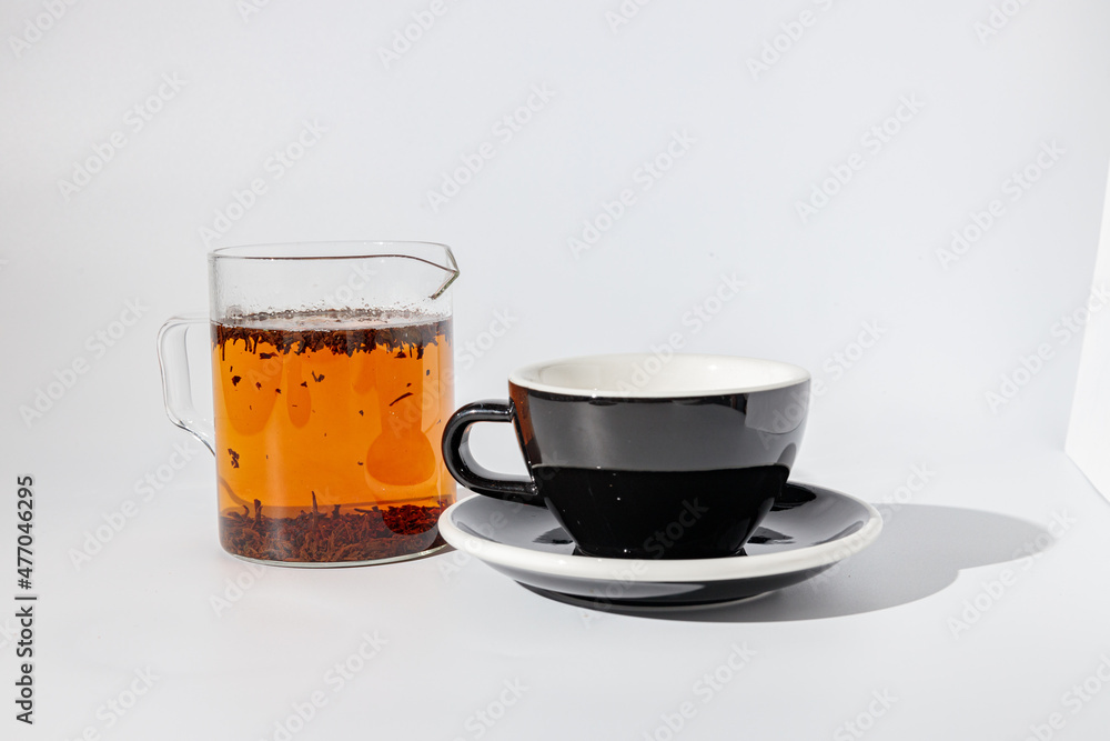 Black cup with sauce for drinking beverage Black cup with sauce for drinking beverage
