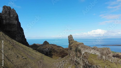 Rare aerial footage of the Isle of Skye's geological treasure, the Old Man of Storr's neighbour the Quirang on one of Scotland's most iconic island locations photo