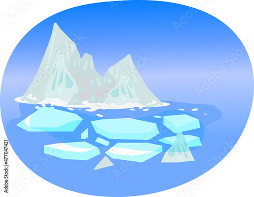 氷山と流氷の極寒地域
