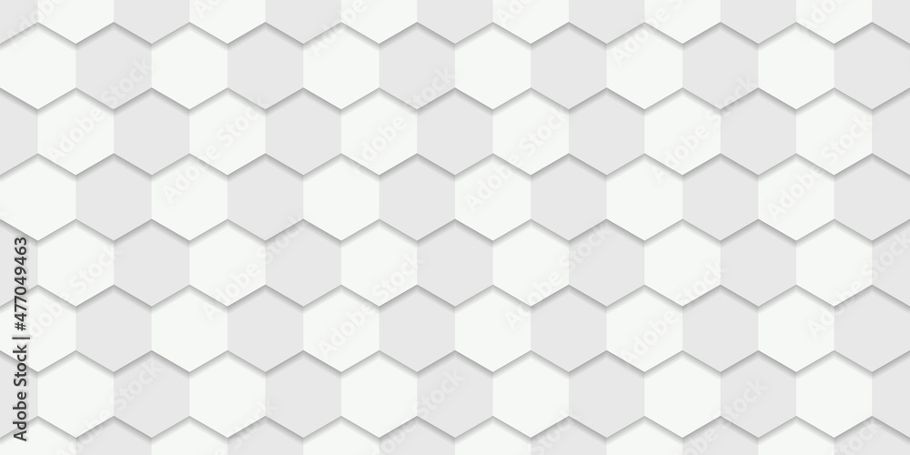 Abstract Hexagon White Background for Presentation. Embossed Futuristic Simple Background. White and Grey Hexagon Banner. 3d Honeycomb Geometric Pattern. Abstract Modern Wallpaper Vector Illustration Abstract Hexagon White Background for Presentation. Embossed Futuristic Simple Background. White and Grey Hexagon Banner. 3d Honeycomb Geometric Pattern. Abstract Modern Wallpaper Vector Illustration