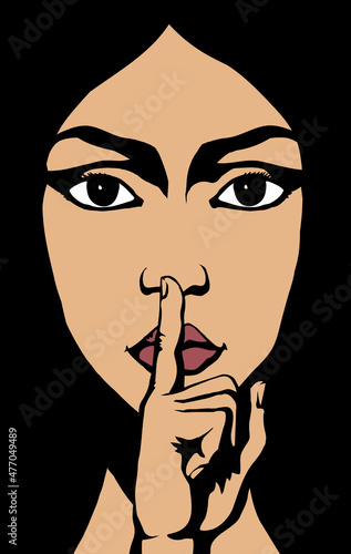 The finger shows quietly. Vector drawing
