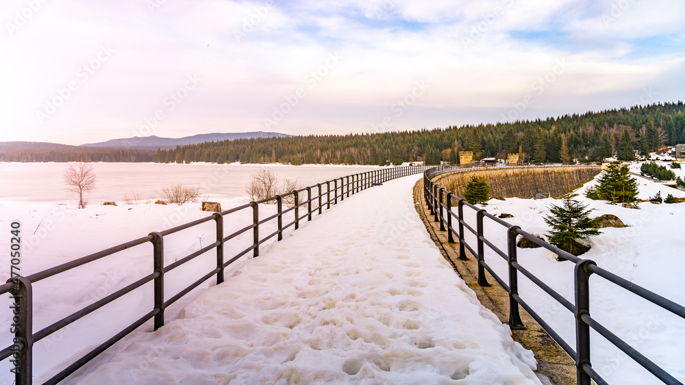 Dam on Cerna Nisa in winter time Dam on Cerna Nisa in winter time