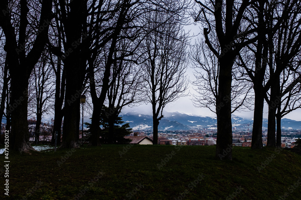 city of Bergamo in Italy covered in snow during winter city of Bergamo in Italy covered in snow during winter