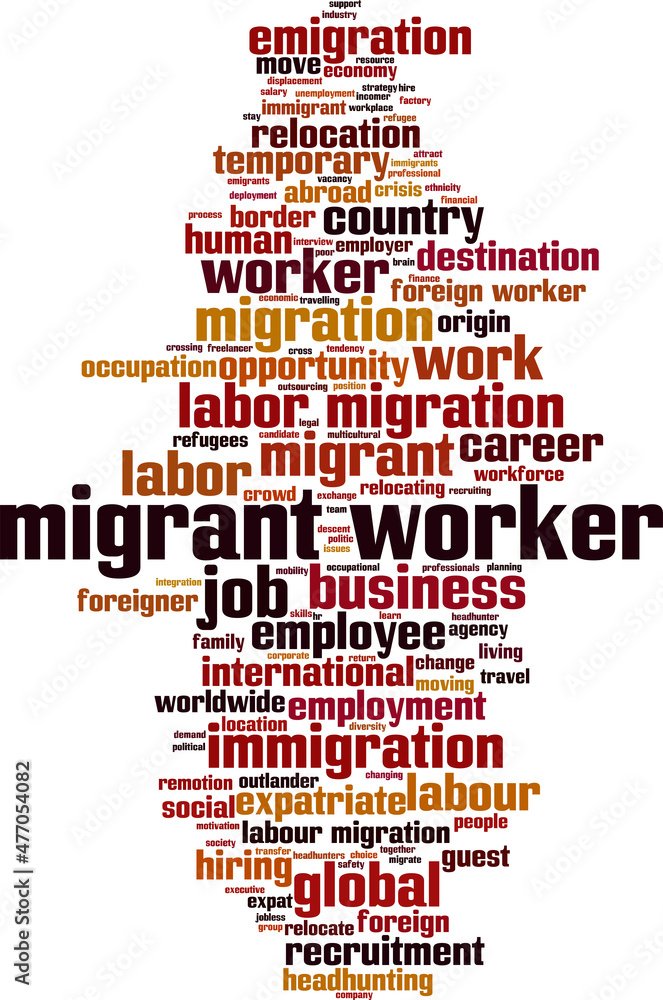 Obraz premium Migrant worker word cloud