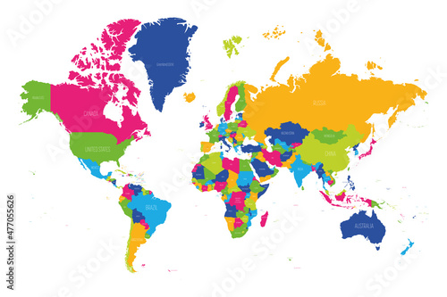 Blue political map of World.
