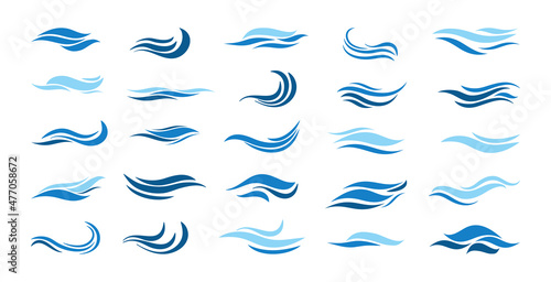 Vector collection of waves. Abstract water forms for creating logos, presentations, templates.