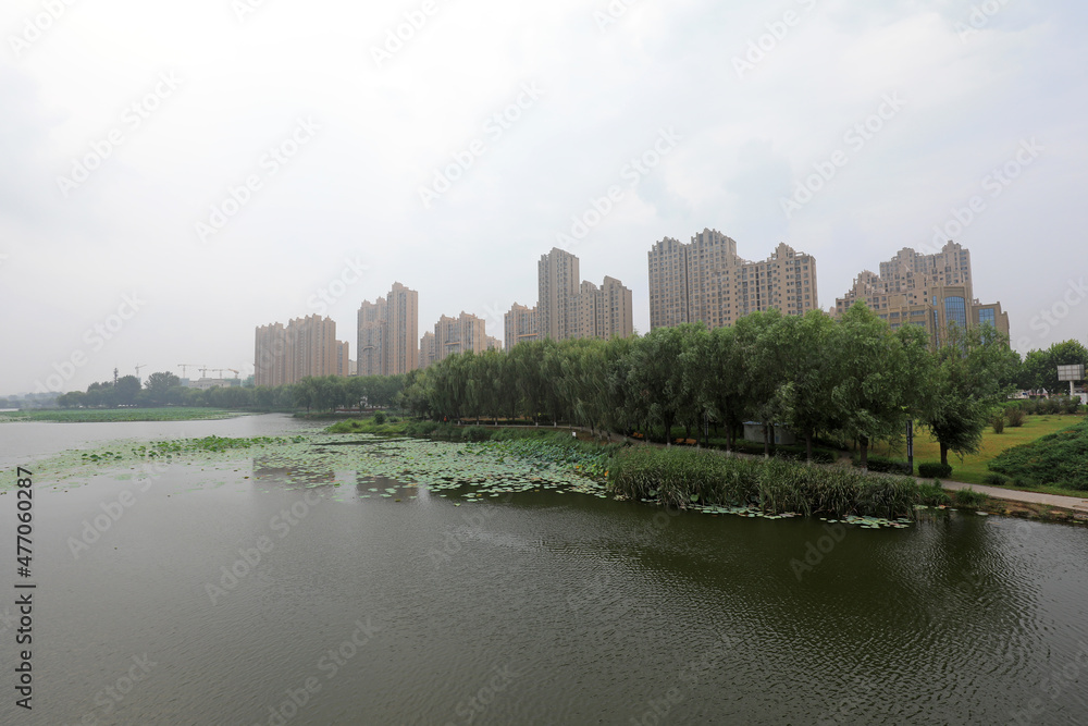Waterfront City in haze, North China