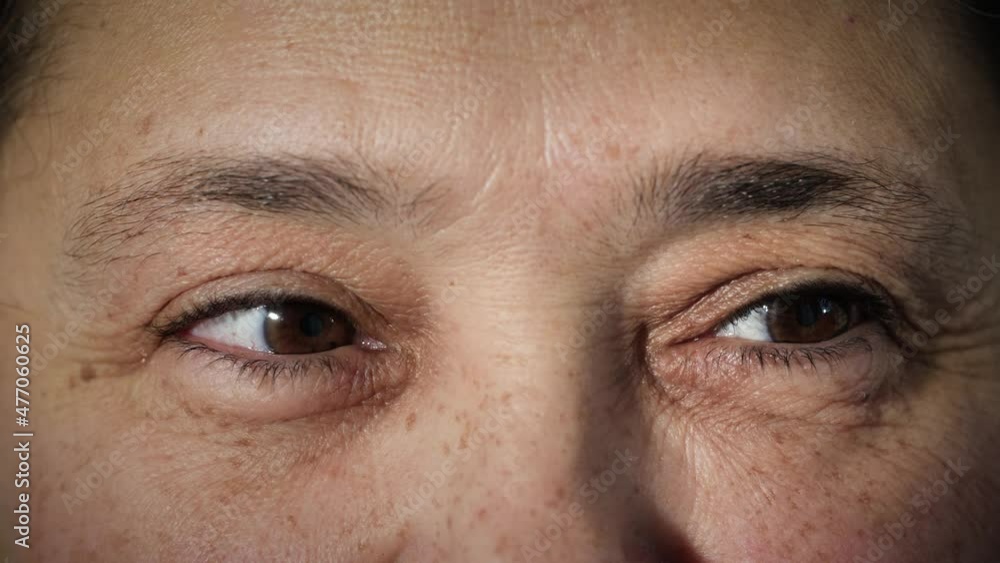 Close up of old Arab Muslim woman with dark skin looking around with brown eyes. Mature female portrait of elderly senior citizen with wrinkles on curious face. Turkish, Asian ethnicity. 4K Close up of old Arab Muslim woman with dark skin looking around with brown eyes. Mature female portrait of elderly senior citizen with wrinkles on curious face. Turkish, Asian ethnicity. 4K