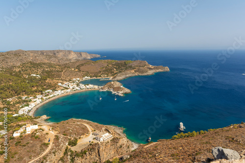 Fototapeta Naklejka Na Ścianę i Meble -  Kapsali bay and village from Chora castle. The Greek island of Kythira.