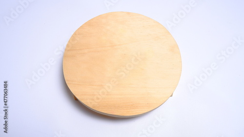 Close up wooden cutting board on the table, Kitchen utensils made of wood isolated on white background. food and beverage concept. Ornaments food photography, 