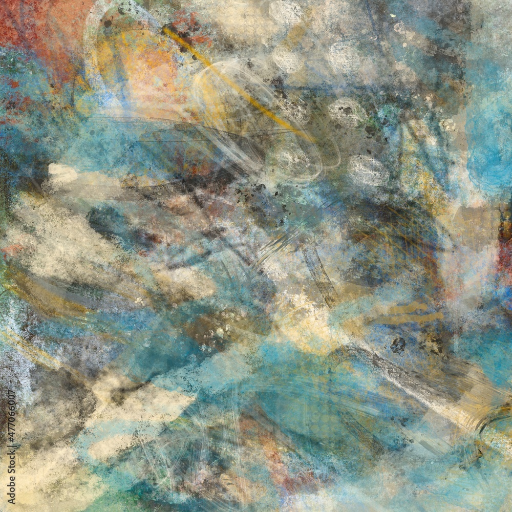 Abstract Mixed Media Layered Colorful Background