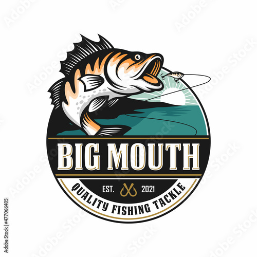 Fishing logo design template illustration . Sport fishing Logo