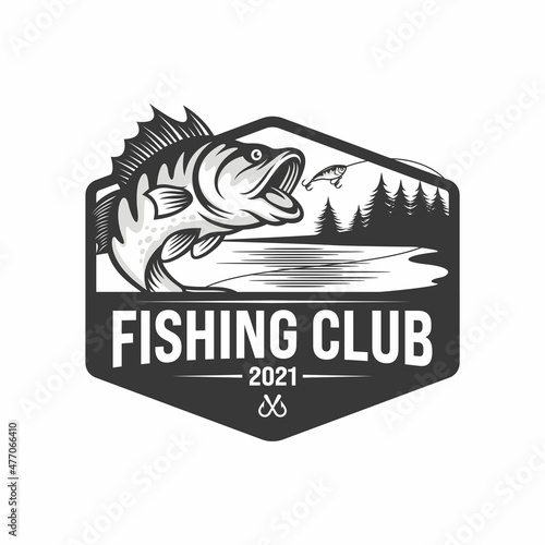 Fishing logo design template illustration . Sport fishing Logo