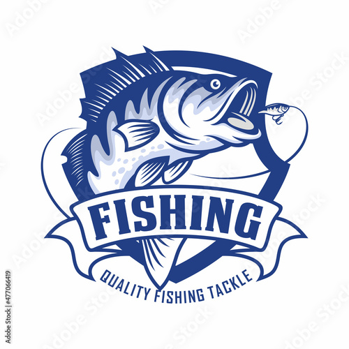 Fishing logo design template illustration . Sport fishing Logo