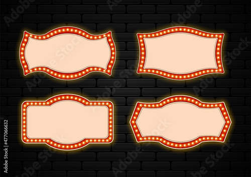Realistic retro light billboard background